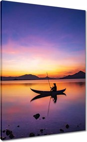 Vászonkép 50x70 Esti horgászat naplementekor