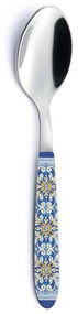 Rozsdamentes kiskanál műanyag dekorborítású nyéllel, 14cm, Maiolica Blue