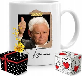 Pis Elnöki Bögre Jaroslaw Kaczynski Névre Szóló Doboz nyomtatott fényképpel