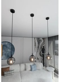 Csillár zsinóron COSMO 1xE14/10W/230V átm. 14 cm fekete/szürke