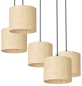 Csillár zsinóron RATTAN 5xE27/60W/230V rattan