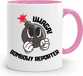 Rózsaszín Bögre Ajándék Riporter Újságírónak, fényképes nyomtatással