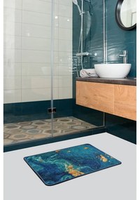 Kék-aranyszínű fürdőszobai kilépő 60x40 cm Marbling - Foutastic