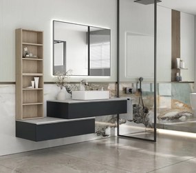 Erga Megan, LED tükör 120x80cm fekete keretben, 3105 lm, 3 fényszín, háttérvilágítás, ERG-V01-MEGAN-1280-BK