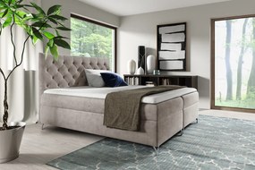 Boxspring ágy, 180x200, szürkésbézs Taupe Velvet szövet, GULIETTE + ajándék