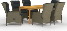 vidaXL 7 részes barna kerti étkezőgarnitúra