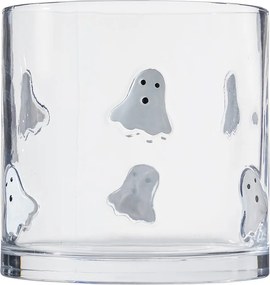 HALLOWEEN üveg gyertyartó 15 cm , szellem