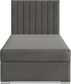 Agen egyszemélyes ágy, bársony, ágyneműtartóval, sötétszürke