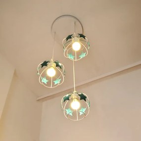 Gyerek csillár zsinóron STARS 3xE27/15W/230V türkiz/fehér