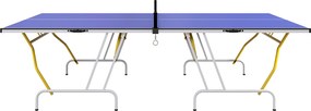 SPORTNOW Negyed-folding Asztali Tenisz asztal asztali teniszhálóval, 2 ütővel, 3 labdával, beltéri használatra 274 x 152,5 x 76 cm Kék | Aosom