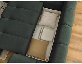 Zöld kinyitható-tárolóhelyes sarokkanapé (bal oldali-L alakú) Fuji – Bobochic Paris