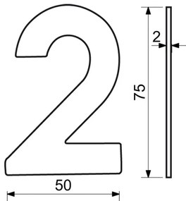 Házszám "2", RN.75L, fekete
