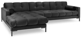 Bali sötétszürke bársony sarokkanapé, bal oldali - Cosmopolitan Design