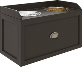 PawHut Kutya Etető Tál, 2 x 2L Etető Tál, Emelt Etető Tál Fiókkal, Rozsdamentes Acél Tál, Etető Állomás Nagy Kutyáknak, Barna | Aosom