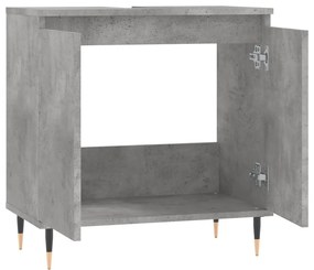 Betonszürke szerelt fa fürdőszobaszekrény 58x33x60 cm