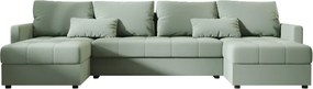 AKCIÓ U alakú kinyitható kanapé VENORIA 285x146 cm, világoszöld + 2 párna INGYEN II. minőség