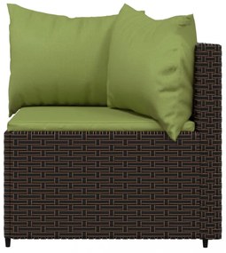 vidaXL 2 db barna polyrattan kerti sarokkanapé párnákkal