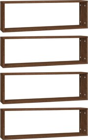 vidaXL 4 db barna tölgyszínű szerelt fa fali kockapolc 80x15x26,5 cm