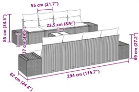 Kerti Kanapé Szett 7 pcs bézs és krémszínű 55 x 55 x 37 cm