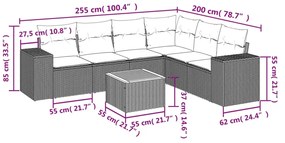 7 részes szürke polyrattan kerti ülőgarnitúra párnákkal