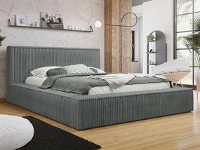 Franciaágy 160 cm Gretty S (sötétszürke) (ágyráccsal) (tárolóhellyel). 1104236
