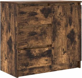 vidaXL füstölt tölgy szerelt fa tálalószekrény fiókos 71x35x65 cm