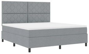 Box Spring Ágy Matraccal Világosszürke Szuper Király Szövet