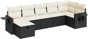 vidaXL 7 részes fekete polyrattan kerti ülőgarnitúra párnával