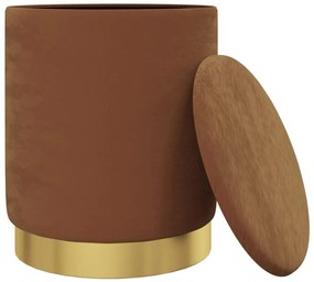vidaXL barna kerek bársonyülőke tárolóval 31 x 37 cm