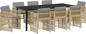 vidaXL Kert étkező szett 9 pcs Bézs Porszórt acél