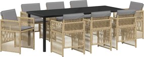 vidaXL Kert étkező szett 9 pcs Bézs Porszórt acél