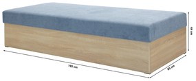 Egyszemélyes ágy (heverő) 85 cm Idona (világoskék) (ágyráccsal és matraccal) (tárolóhellyel). 1098590