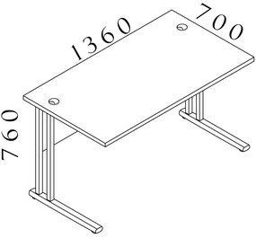 Visio LUX asztal 136 x 70 cm, tölgy