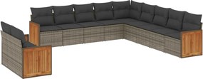 vidaXL 11 részes szürke polyrattan kerti ülőgarnitúra párnákkal