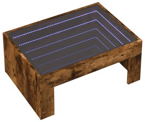 Füstös tölgy végtelen hatású LED-es dohányzóasztal 70x50x30 cm