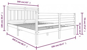 vidaXL fehér tömör fa ágykeret 160 x 200 cm
