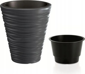 Kis homokszínű virágcserép betéttel, sötétszürke 29,5 cm