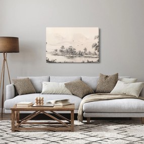 Kép - Vintage tájkép rajz (90x60 cm)