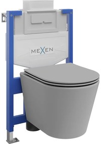 Mexen beépíthető Felix XS-U WC váz WC csészével Rico és leeresztő automatikás ülőkével, Világosszürke matt - 68530724061