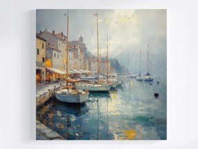 Poszter Város Dél Olaszország Horvátország Kikötő Hajók 40x40