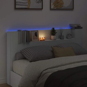 Fejtámla LED -es lámpákkal Fehér 180 x 16,5 x 103,5 cm Faanyag