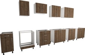 Benita 3 fiókos Alsó konyhaszekrény Bronz Tölgy-Fehér 60x50x80 cm N