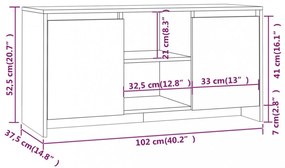 fehér szerelt fa TV-szekrény 102 x 37,5 x 52,5 cm