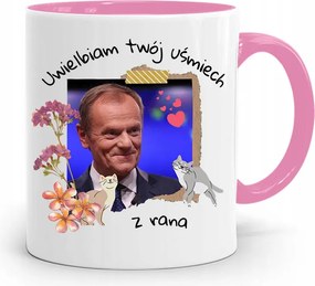 Donald Tusk Rózsaszín Bögre Platform Ajándék fényképes nyomtatással