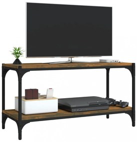 füstös tölgy színű szerelt fa és acél TV-szekrény 80x33x41 cm