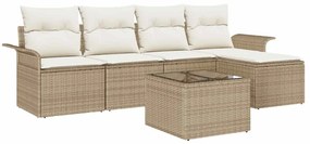 vidaXL Kültéri kanapé párnával 6 pcs Bézs polirattan