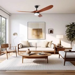 ZEVENTI - LED mennyezeti ventilátor GINOSA LED/18W/230V Wi-Fi Tuya fekete/tölgy + távirányító