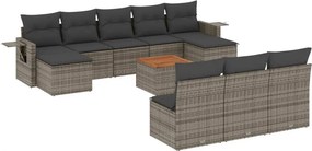 vidaXL 11 részes szürke polyrattan kerti ülőgarnitúra párnákkal