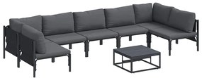 vidaXL Kerti Kanapé Szett párnával 8 pcs Fekete Acél