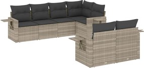 vidaXL 7 részes világosszürke polyrattan kerti ülőgarnitúra párnákkal